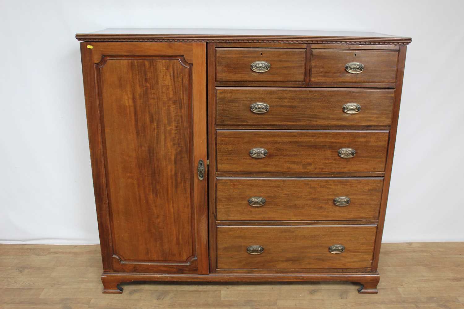 Lot 172 - Edwardian gentleman’s mahogany chest of drawers with integral hanging cupboard