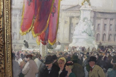 Lot 1000 - *Gerald Spencer Pryse (1882-1956) oil on canvas - Festivities, Buckingham Palace, 64 x 74cm, framed, exhibition label verso