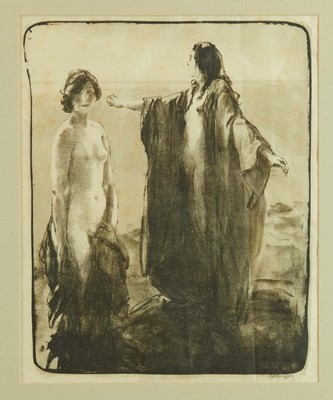 Lot 1017 - *Gerald Spencer Pryse (1882-1956), lithograph - two figures, signed, 35 x 29cm, glazed frame