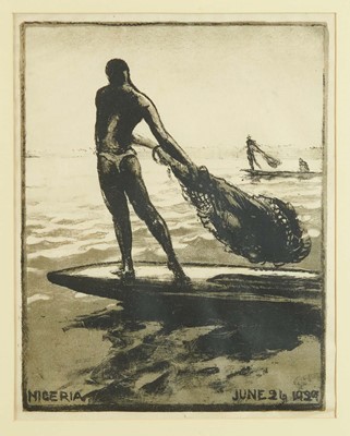 Lot 1016 - *Gerald Spencer Pryse (1882-1956) lithograph, Nigeria, June 26, 1929, titled, 32 x 26cm, glazed frame