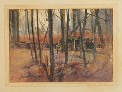 Lot 1033 - *Gerald Spencer Pryse (1882-1956) watercolour - Woodsman, 25 x 35cm, glazed frame