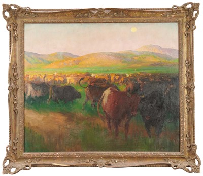 Lot 1045 - *Gerald Spencer Pryse (1882-1956) oil on canvas - Cattle, North Africa, 65 x 76cm, framed