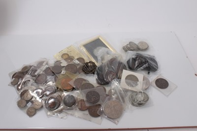 Lot 400 - World - Mixed coinage to include U.S. silver, G.B. pre 1947 silver (Estimated face value £1.17½) 18th century tokens and other issues (Qty)