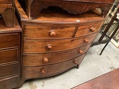 Lot 1046 - Nineteenth century mahogany bowfront  chest of two short and three long graduated drawers, 42" wide, 21" deep, 41.5" high