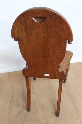 Lot 188 - Victorian oak hall chair on turned legs