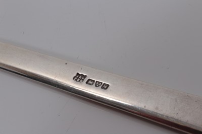 Lot 7 - George V silver meat skewer of tapered form, (Chester 1910), maker Barker Brothers, 30cm long, (2.9oz)