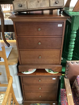 Lot 1066 - Pair of reproduction three drawer bedside chests