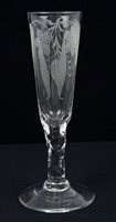 Lot 247 - Georgian ale glass with engraved hops and...