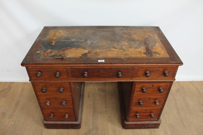 Lot 1093 - Victorian mahogany twin pedestal desk with nine drawers, 41" wide, 23" deep, 29" high