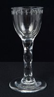 Lot 250 - Georgian Wine glass with oval engraved band to...