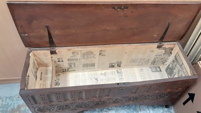Lot 1194 - Antique coffer with carved decoration