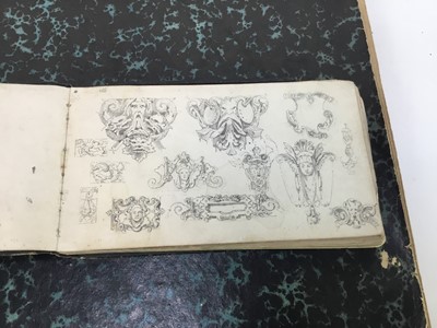 Lot 214 - Two Victorian sketch books, both containing assorted pencil drawings to include figures, architecture and landscapes, circa 1880s
