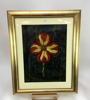 Lot 215 - Peter McCarthy, mixed media on paper - Medieval Flower II, 58cm x 42cm, in glazed gilt frame