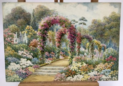 Lot 207 - Beatrice Parsons (1870-1955), watercolour, Formal Garden, signed and dated 1889, 27cm x 38cm, unframed