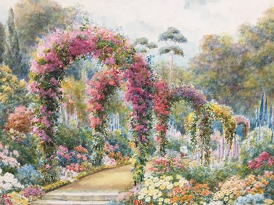 Lot 207 - Beatrice Parsons (1870-1955), watercolour, Formal Garden, signed and dated 1889, 27cm x 38cm, unframed