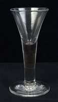 Lot 253 - Georgian Wine glass with drawn-trumpet bowl,...