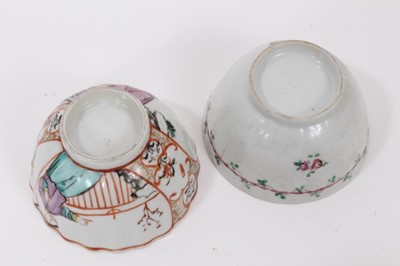 Lot 100 - Group of 18th century Chinese famille rose export porcelain, including five cups, three tea bowls, a sparrow beak jug, two saucers, a bowl and a cover (13)