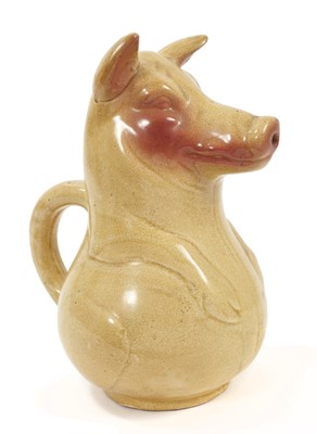 Lot 118 - Pottery absinthe jug in the form of a pig, probably Sarreguemines, 22cm high