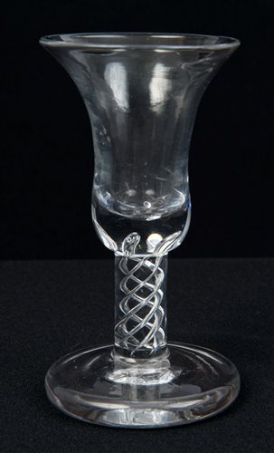 Lot 255 - Georgian dram glass with drawn-trumpet bowl,...