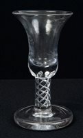 Lot 255 - Georgian dram glass with drawn-trumpet bowl,...