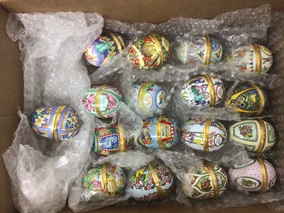 Lot 1018 - Collection of 17 Halycon Days enamel Easter eggs