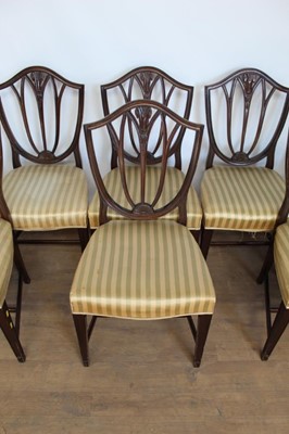 Lot 1359 - Set of eight Hepplewhite style mahogany shield back dining chairs.