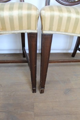 Lot 1359 - Set of eight Hepplewhite style mahogany shield back dining chairs.