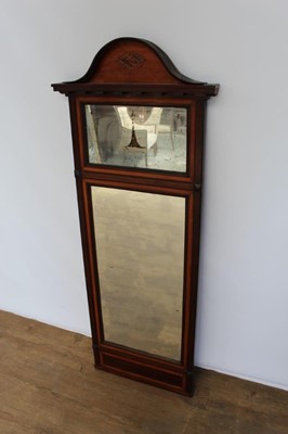 Lot 206 - Early 19th century Danish mahogany pier mirror with shell inlaid cresting.