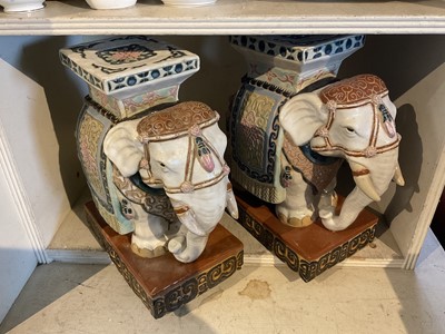 Lot 563 - Pair of Elephant pottery bookends, and sundry ceramics