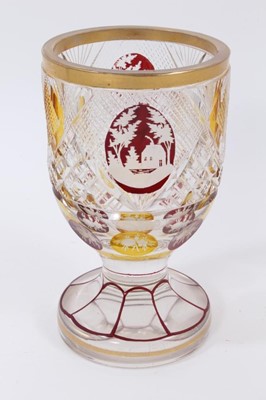 Lot 129 - 19th century flash cut and engraved cameo glass goblet