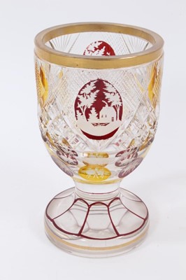 Lot 129 - 19th century flash cut and engraved cameo glass goblet