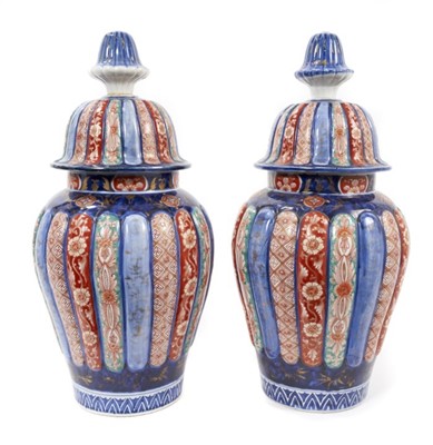 Lot 158 - Pair of 19th century Japanese vases and covers.
