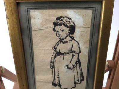 Lot 238 - Attributed to Carl Bloch (1837-1890) pen and ink sketch of a child dated Rome 1862.