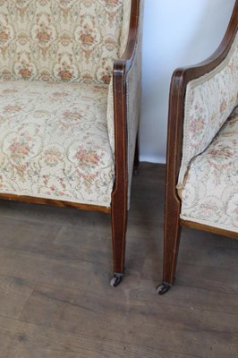 Lot 207 - Edwardian limed mahogany salon suite