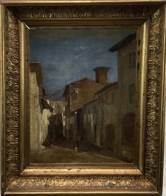 Lot 253 - David Jacobsen, oil on canvas laid on to panel, scene in Florence, probably unfinished.