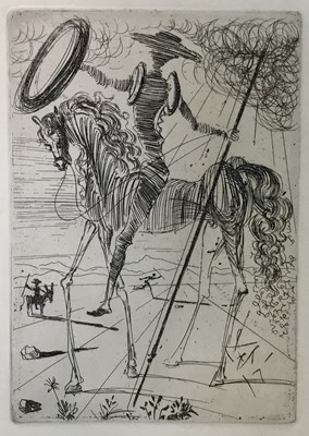 Lot 212 - Salvador Dali (1904-198), black and white etching - Don Quixote, plate size 17.5cm x 12cm, sheet size 26cm x 20cm, unframed