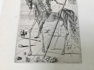 Lot 212 - Salvador Dali (1904-198), black and white etching - Don Quixote, plate size 17.5cm x 12cm, sheet size 26cm x 20cm, unframed