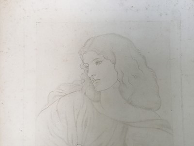 Lot 208 - Dante Gabriel Rossetti, antique print, half length portrait of a lady, plate size 25cm x 18.5cm, overall sheet 36.5cm x 26.5cm, unframed
