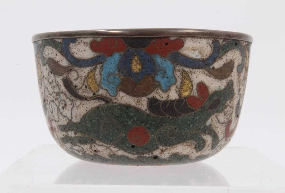Lot 803 - A Chinese white metal mounted small cloisonné enamel round bowl