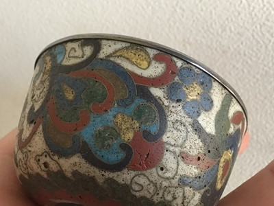 Lot 803 - A Chinese white metal mounted small cloisonné enamel round bowl