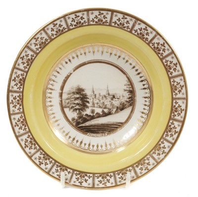Lot 164 - A Chamberlain’s Worcester small plate, painted with a named view of Stamford, circa 1800