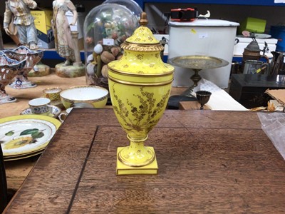 Lot 58 - A Royal Crown Derby yellow ground vase, finely decorated in gilt, later cover