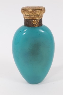 Lot 139 - A Victorian turquoise glass scent bottle, with gilt metal mounts