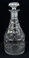 Lot 266 - George III cut glass decanter with ring-neck...