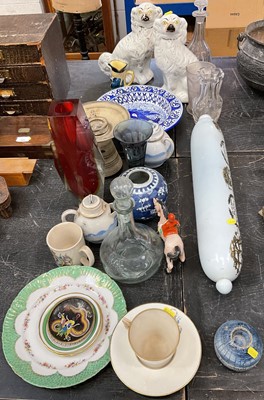 Lot 142 - Very large milk glass rolling pin, other ceramics and glass