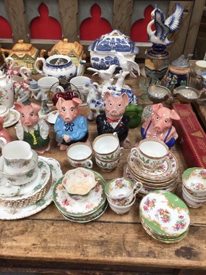 Lot 46 - Quantity of china and glass, including Wade pigs, Paragon tea wares, blue and white plates, etc