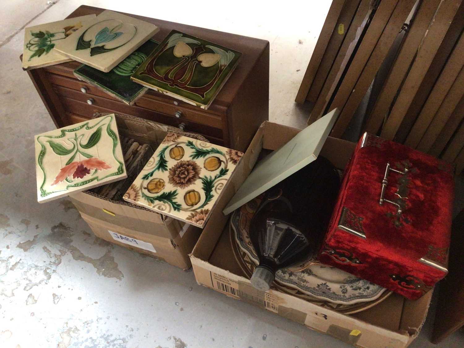 Lot 51 - Quantity of art nouveau and other tiles, and sundry other items