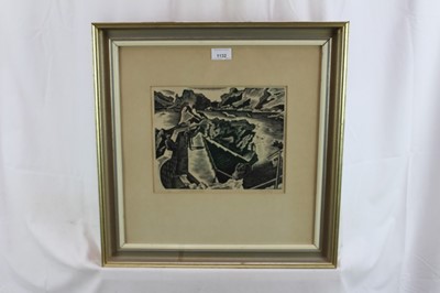 Lot 1132 - Guy Seymour Warre Malet (1900-1973) signed limited edition woodcut - Havre Gosselin, Sark, 9/50, 21.5cm x 26.5cm, artists label verso, framed size 49cm x 48cm