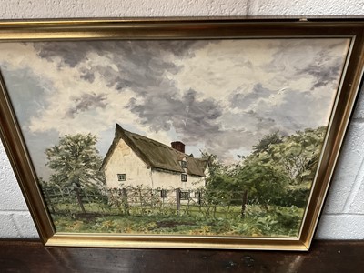 Lot 255 - Alfred Hawkins Palmer (1905-1984) oil board, Old House, Chelsworth, together with a group of works by the same hand