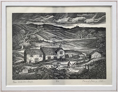 Lot 113 - Edward Stamp (b.1939) signed limited edition woodcut - Near Wildboarclough, 8/75, dated 1985, mounted, 15cm x 20.25cm